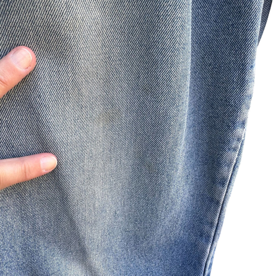 Freego Vintage 80s Womens High-Waisted Pleated Light Blue Worn Denim Jeans 28x31