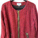 Switch Peck &amp; Peck Twee Quiet Luxury Bouclé Wool Blend Zip Jacket Faux Leather Trim L 3 image