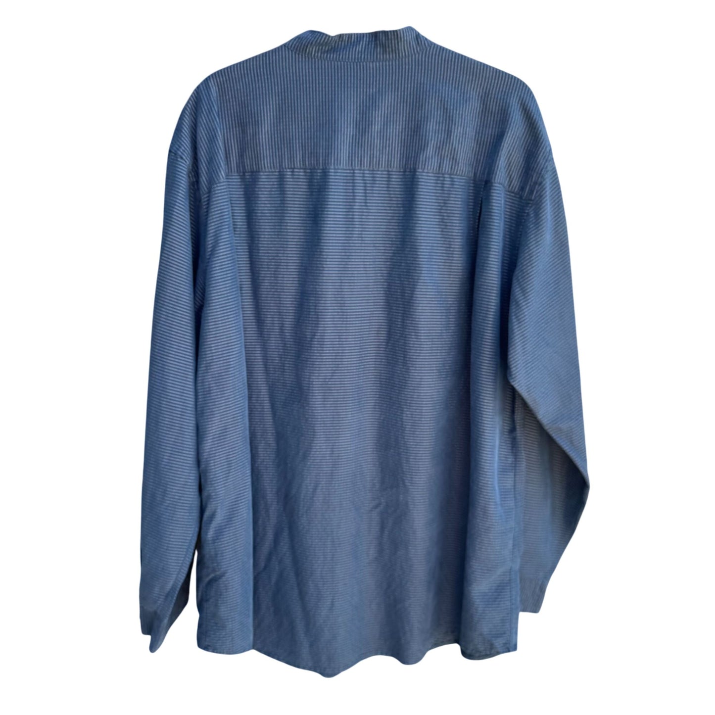 Brandini Le Collezioni Blue Pinstripe Mandarin Collar Button-Up Shirt Mens XL