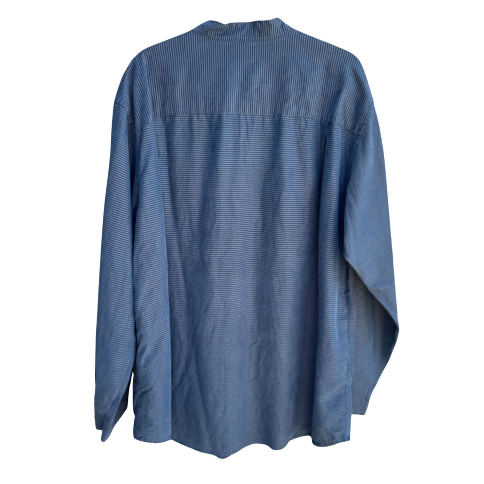 Brandini Le Collezioni Blue Pinstripe Mandarin Collar Button-Up Shirt Mens XL