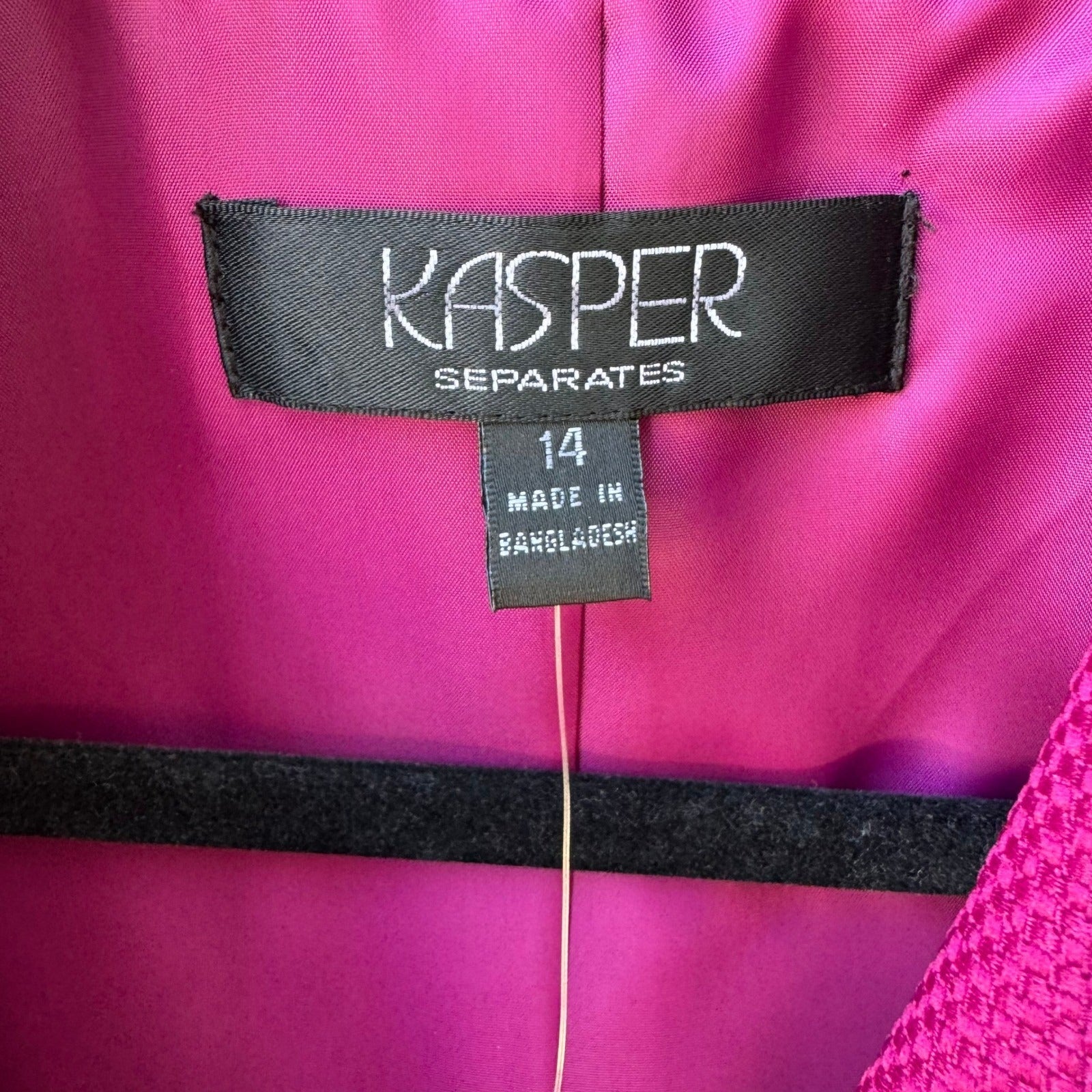 Kasper Raspberry Pink Textured Power Suit Professional Blazer Jacket 14 NEW
