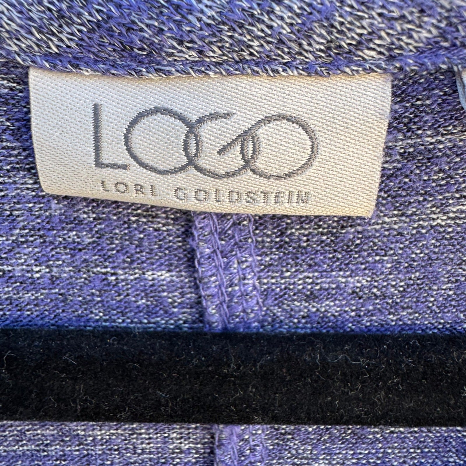 LOGO Lori Goldstein Purple Marled Knit V-Neck Tunic Top Lagenlook Loungewear M