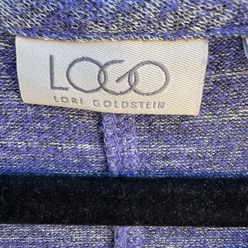 LOGO Lori Goldstein Purple Marled Knit V-Neck Tunic Top Lagenlook Loungewear M