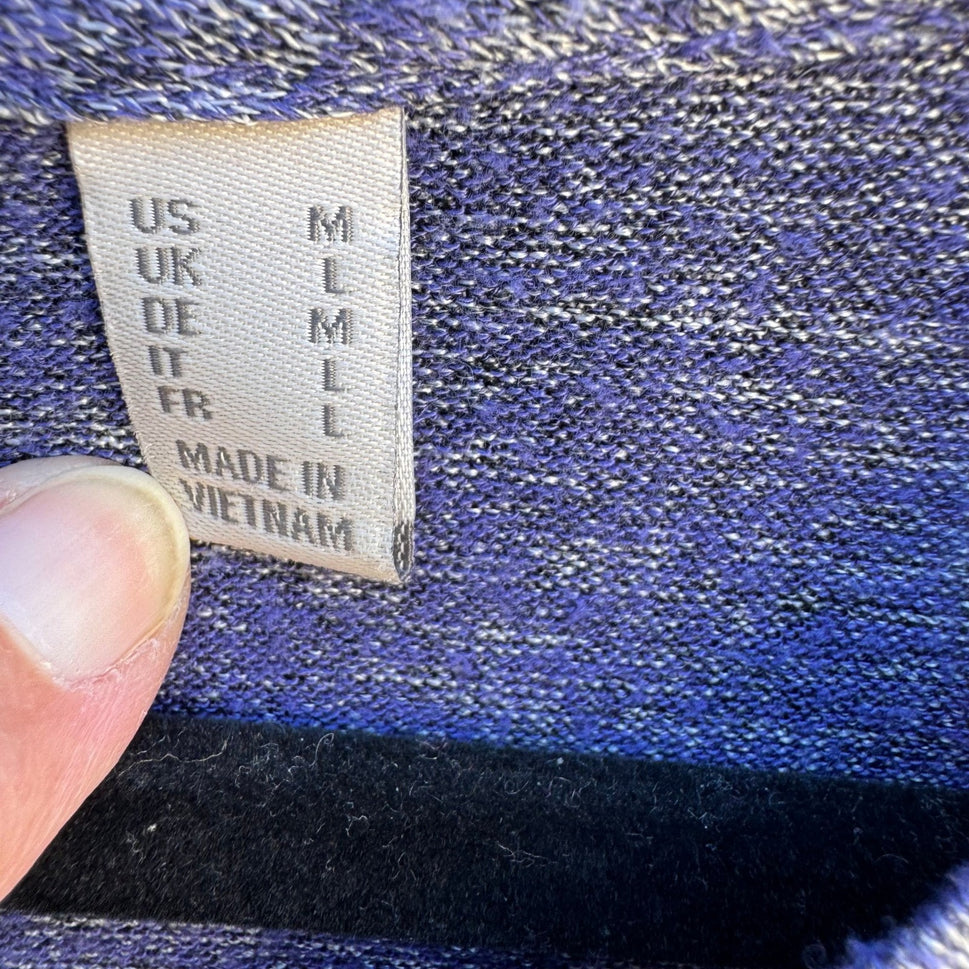 LOGO Lori Goldstein Purple Marled Knit V-Neck Tunic Top Lagenlook Loungewear M