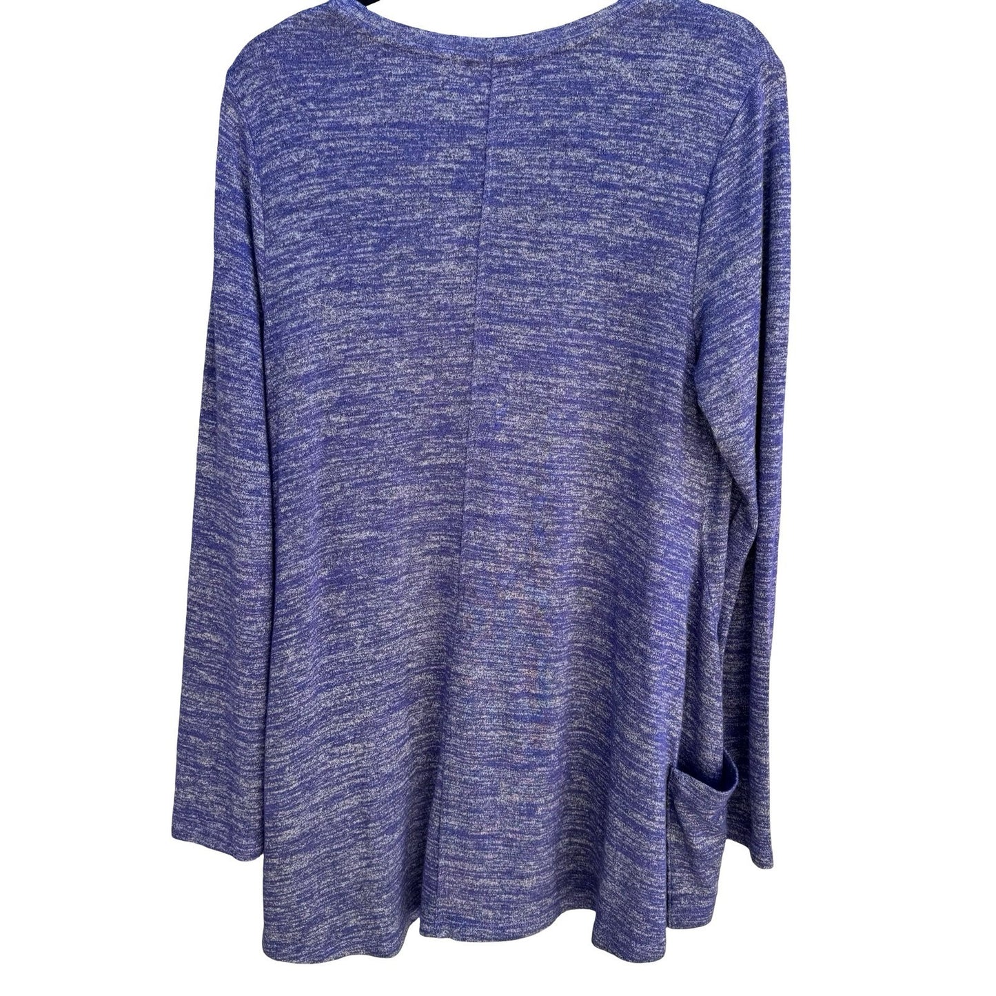 LOGO Lori Goldstein Purple Marled Knit V-Neck Tunic Top Lagenlook Loungewear M