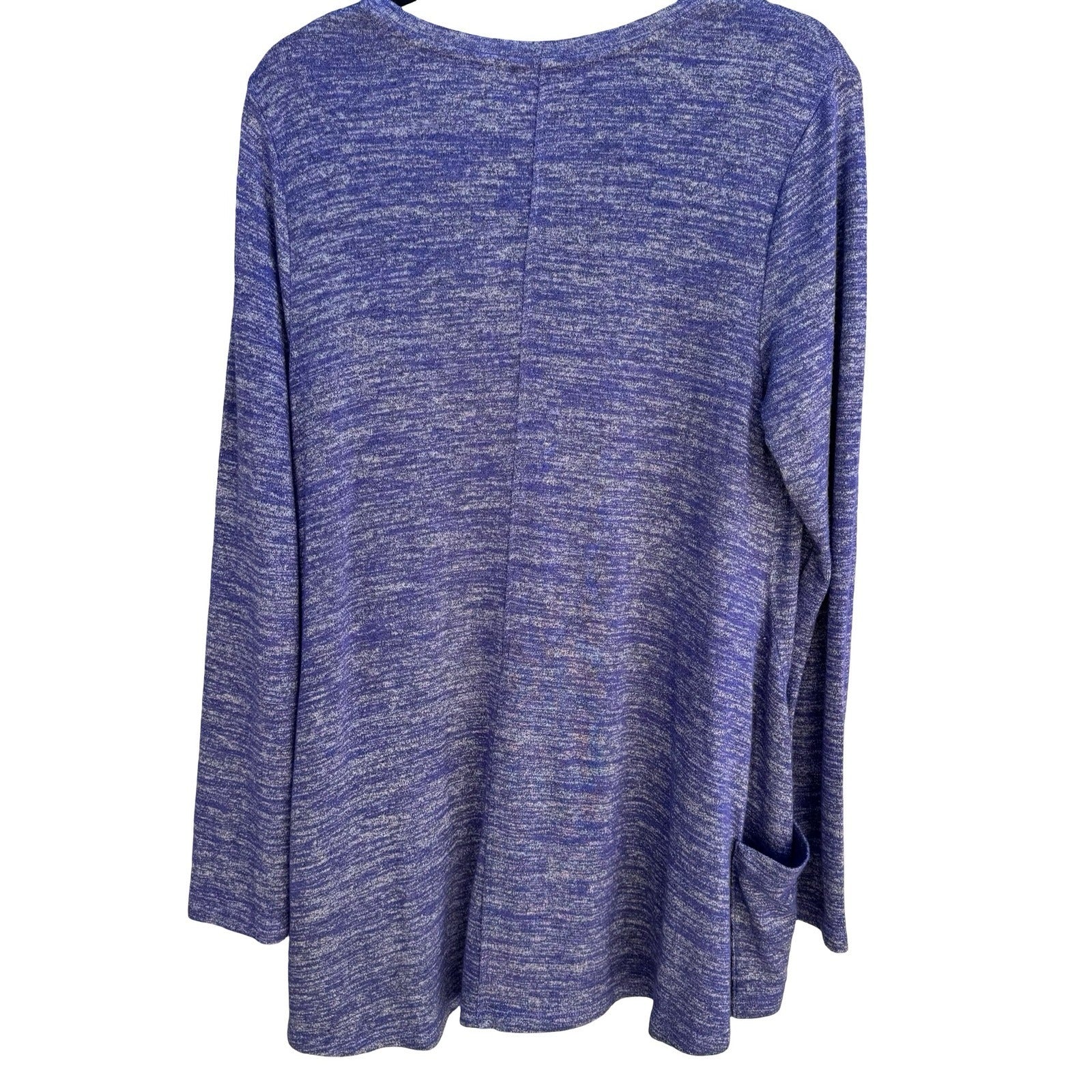LOGO Lori Goldstein Purple Marled Knit V-Neck Tunic Top Lagenlook Loungewear M