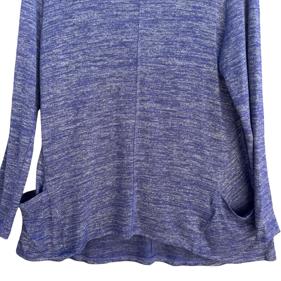 LOGO Lori Goldstein Purple Marled Knit V-Neck Tunic Top Lagenlook Loungewear M