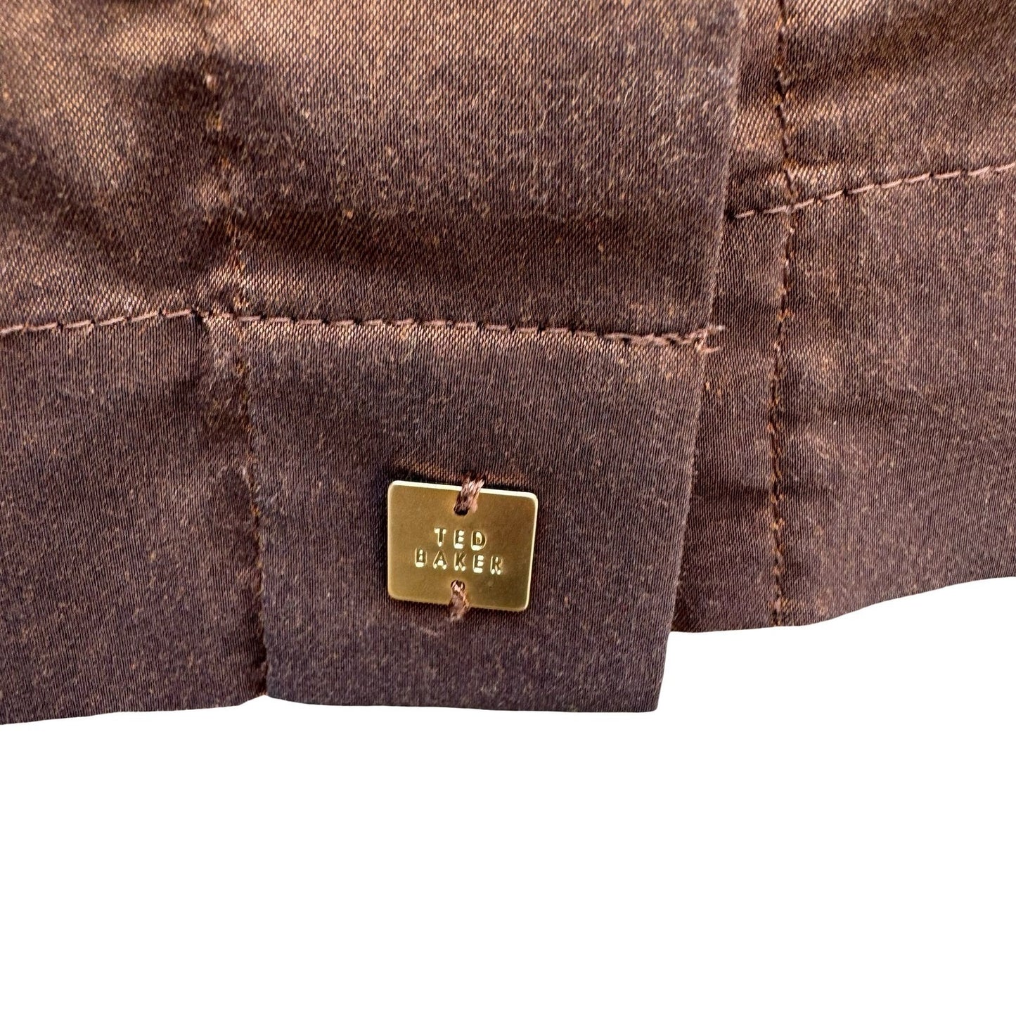Ted Baker London Minimalist Brown Iridescent Hidden Button Shirt Tailored Chic S