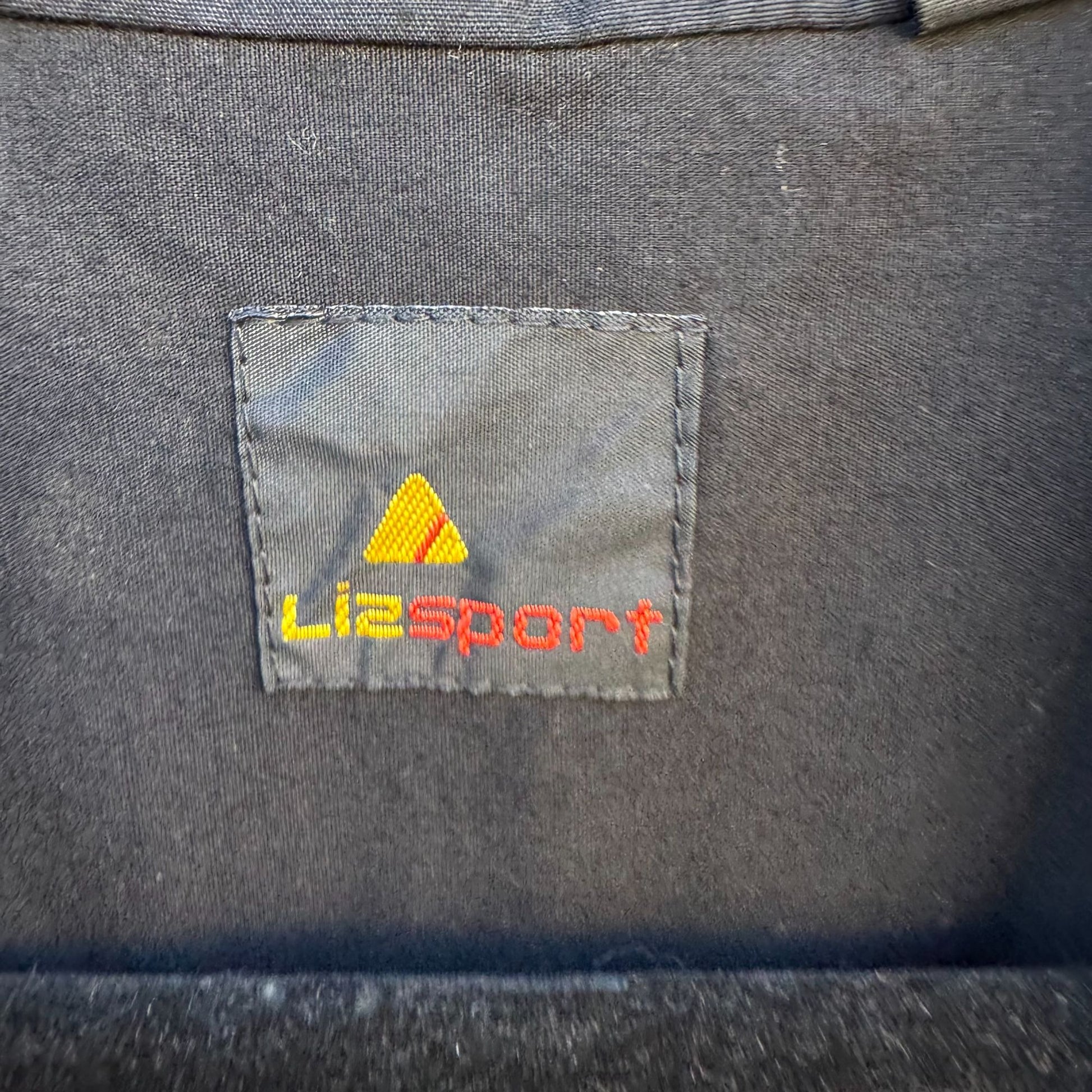 Lizsport Vintage Black Cropped Bomber Biker Jacket Zippers Oversized Epaulets L