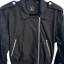 Switch Lizsport Vintage Black Cropped Bomber Biker Jacket Zippers Oversized Epaulets L 3 image