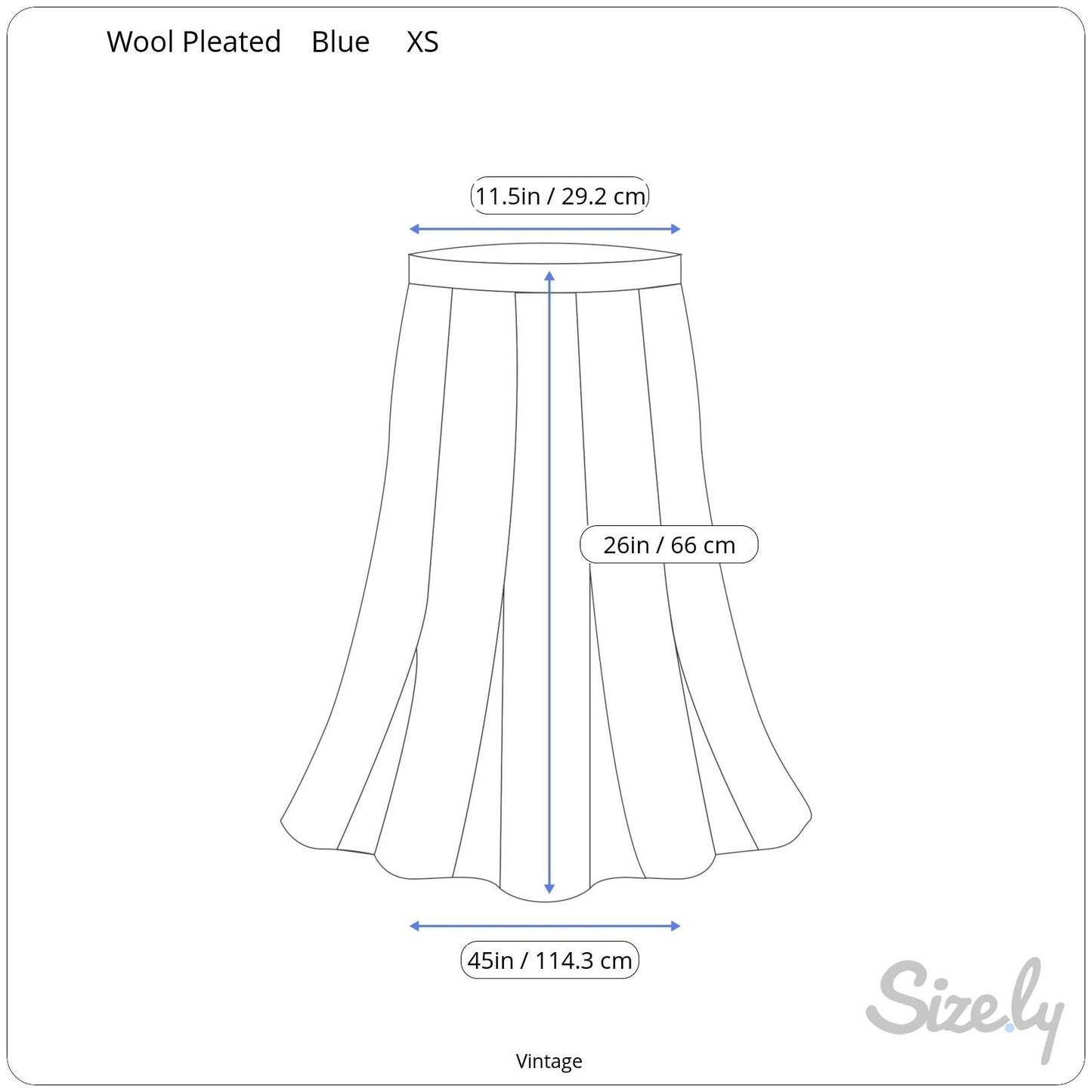 Vintage 70s Womens Blue Side Button Pleated Wool Midi Skirt Preppy Professional