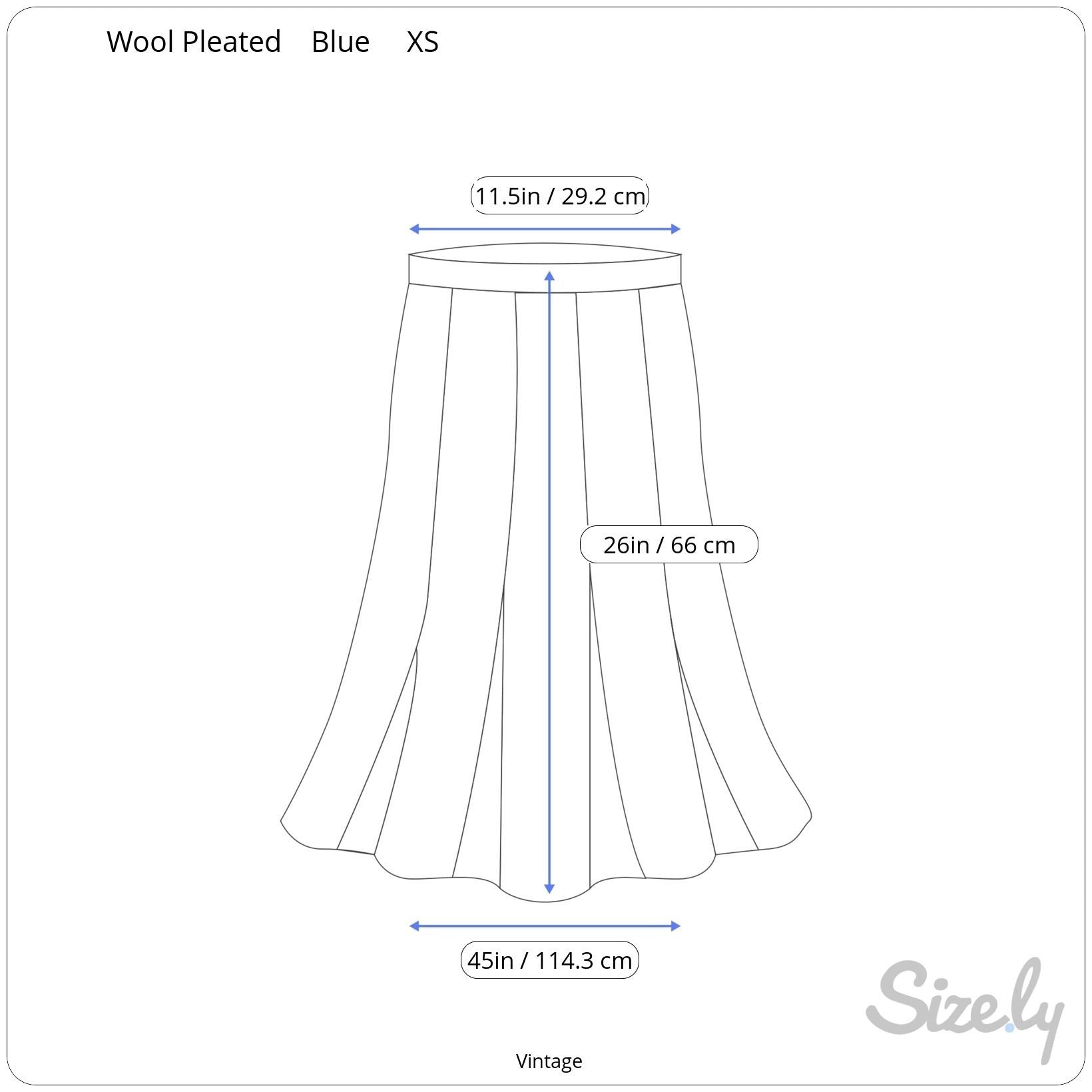 Vintage 70s Womens Blue Side Button Pleated Wool Midi Skirt Preppy Professional