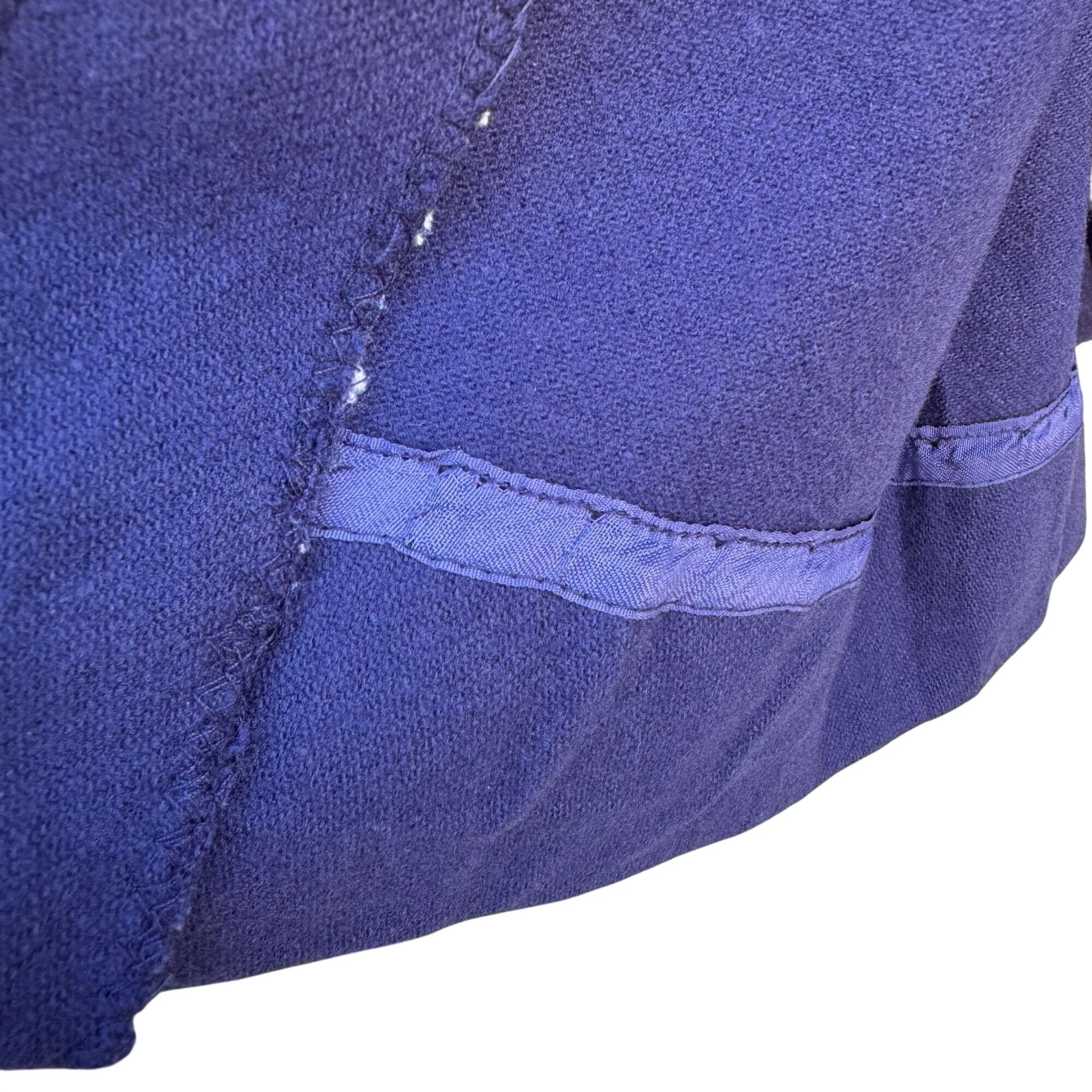 Vintage 70s Womens Blue Side Button Pleated Wool Midi Skirt Preppy Professional