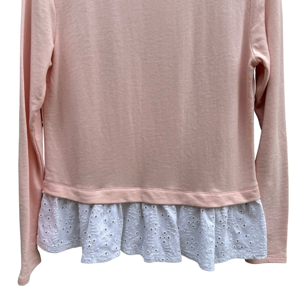 Caslon Coquette Cottagecore Soft Girl Eyelet Peplum Hem French Terry Top Pastel