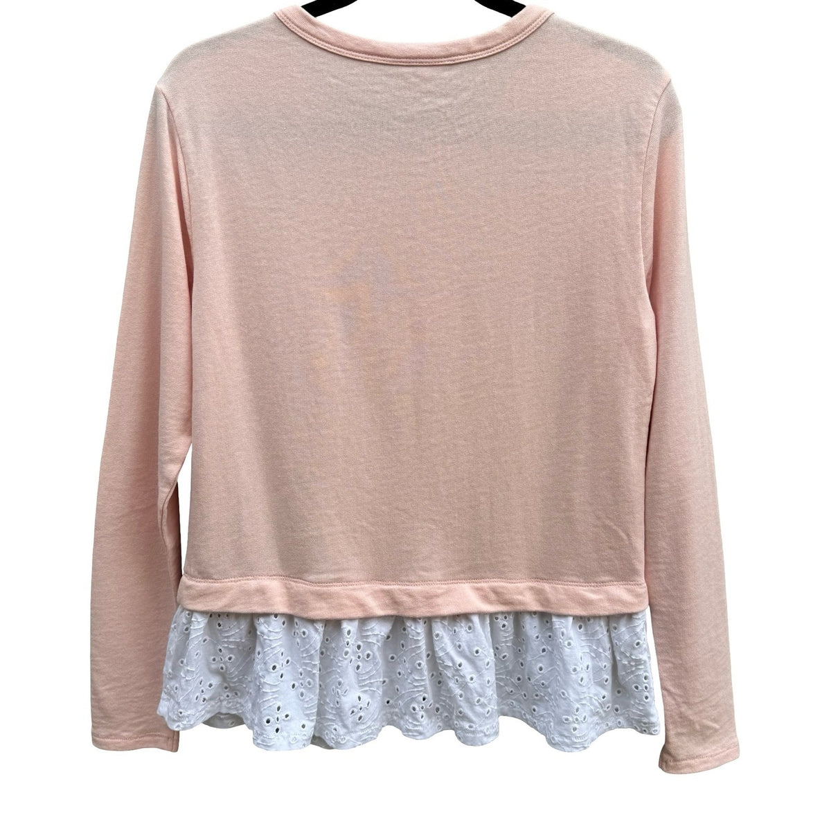Caslon Coquette Cottagecore Soft Girl Eyelet Peplum Hem French Terry Top Pastel