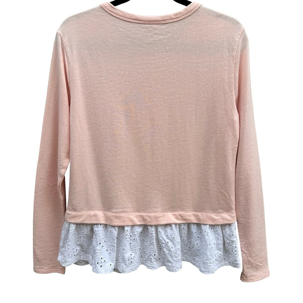 Caslon Coquette Cottagecore Soft Girl Eyelet Peplum Hem French Terry Top Pastel