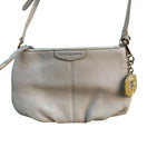 Switch Isaac Mizrahi White Leather Crossbody Bag Gold Charm Tassel Accent Zip Top 3 image