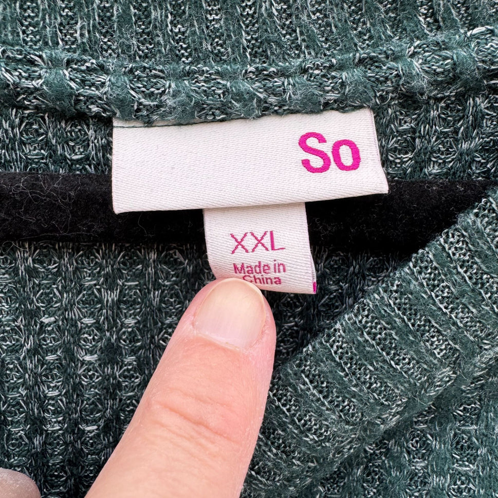 So Womens Moss Marl Knit Sweater XXL Cozy Pullover Long Sleeve Soft Casual New