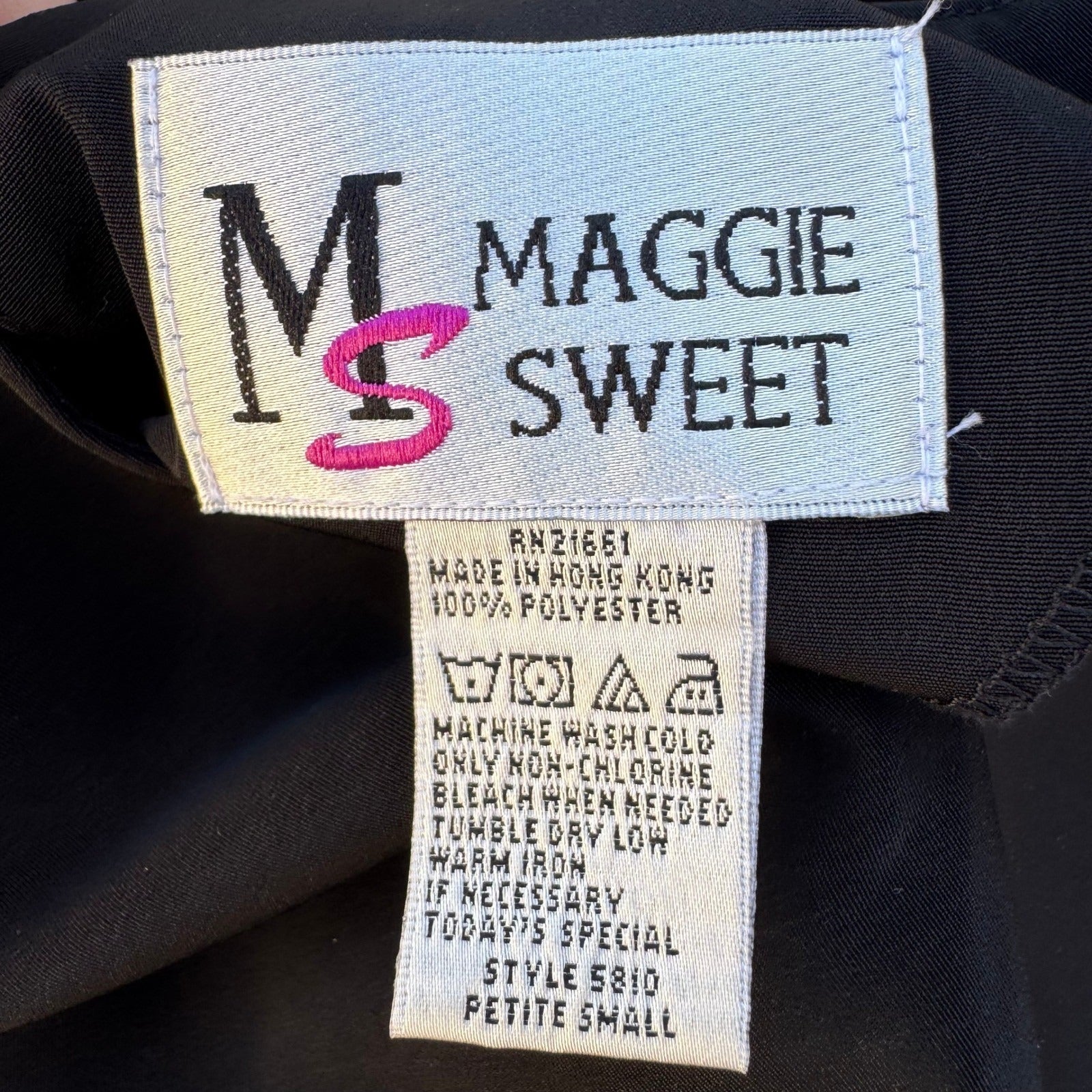 Maggie Sweet Vintage 90s Womens S Black Floral Embroidered Long Sleeve Blouse