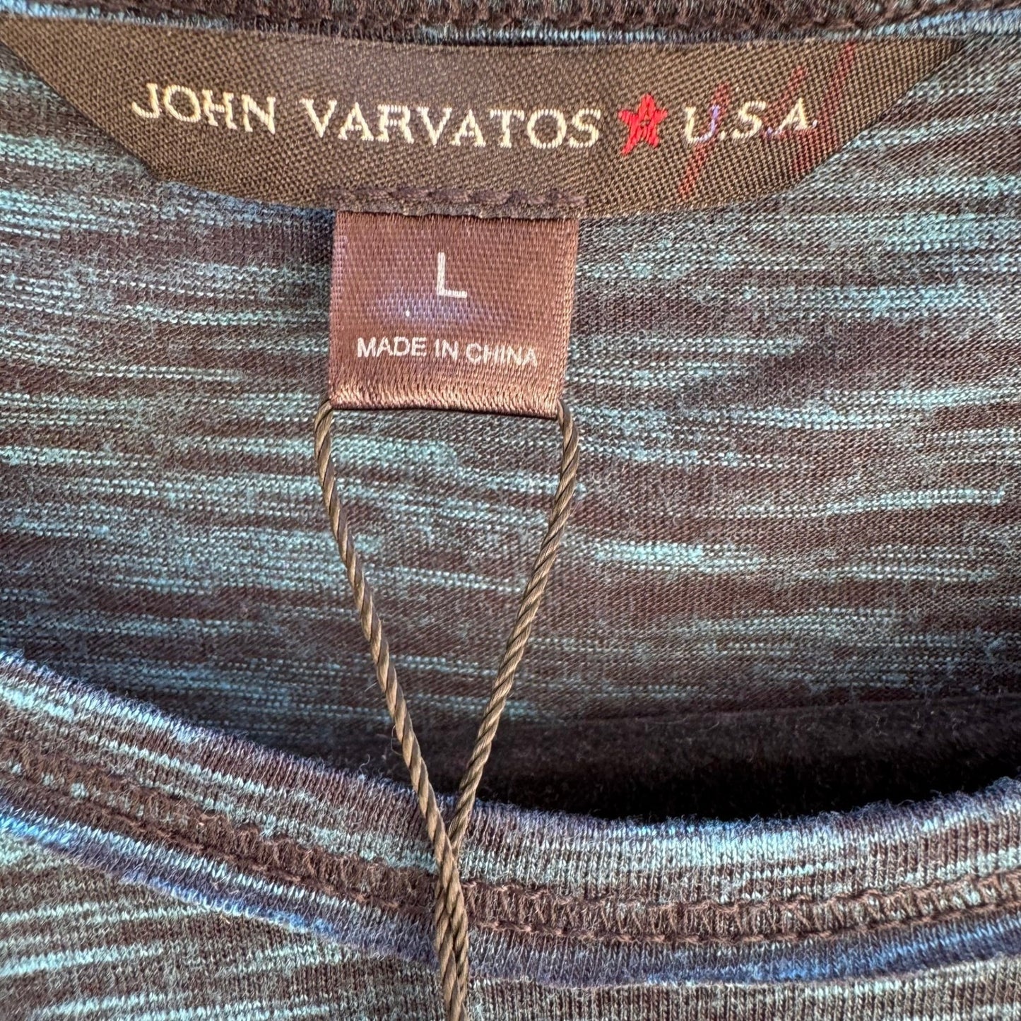 John Varvatos Star USA Space Dye Raglan Long Sleeve Knit Shirt Blue Mens L NEW