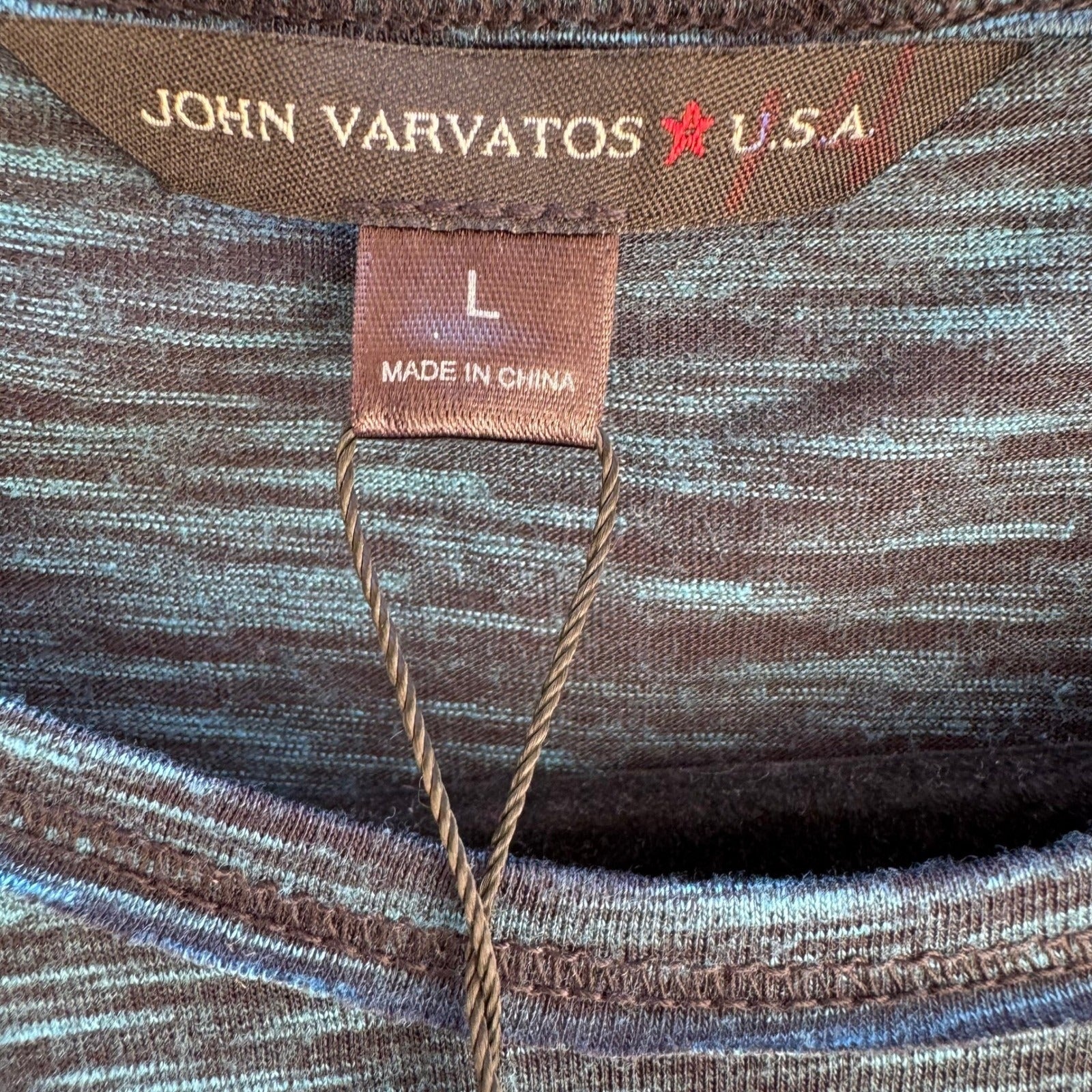 John Varvatos Star USA Space Dye Raglan Long Sleeve Knit Shirt Blue Mens L NEW