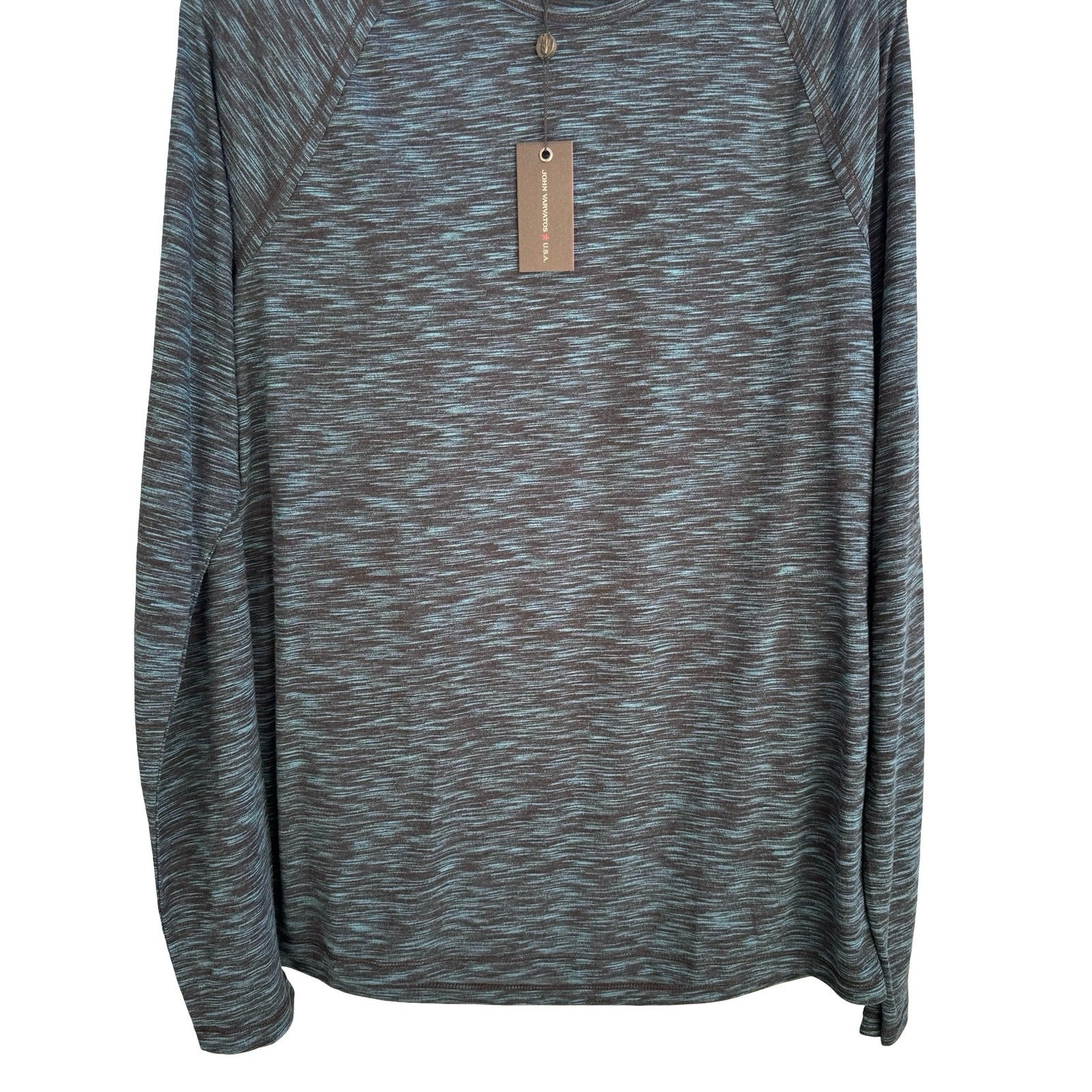 John Varvatos Star USA Space Dye Raglan Long Sleeve Knit Shirt Blue Mens L NEW