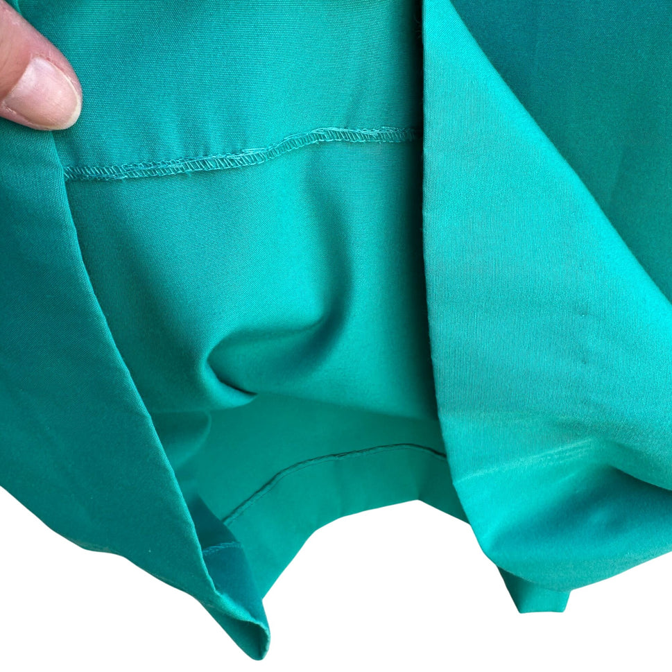 Leslie Fay Vintage Green Short-Sleeve Pintuck Detail Button Front Midi Dress 12