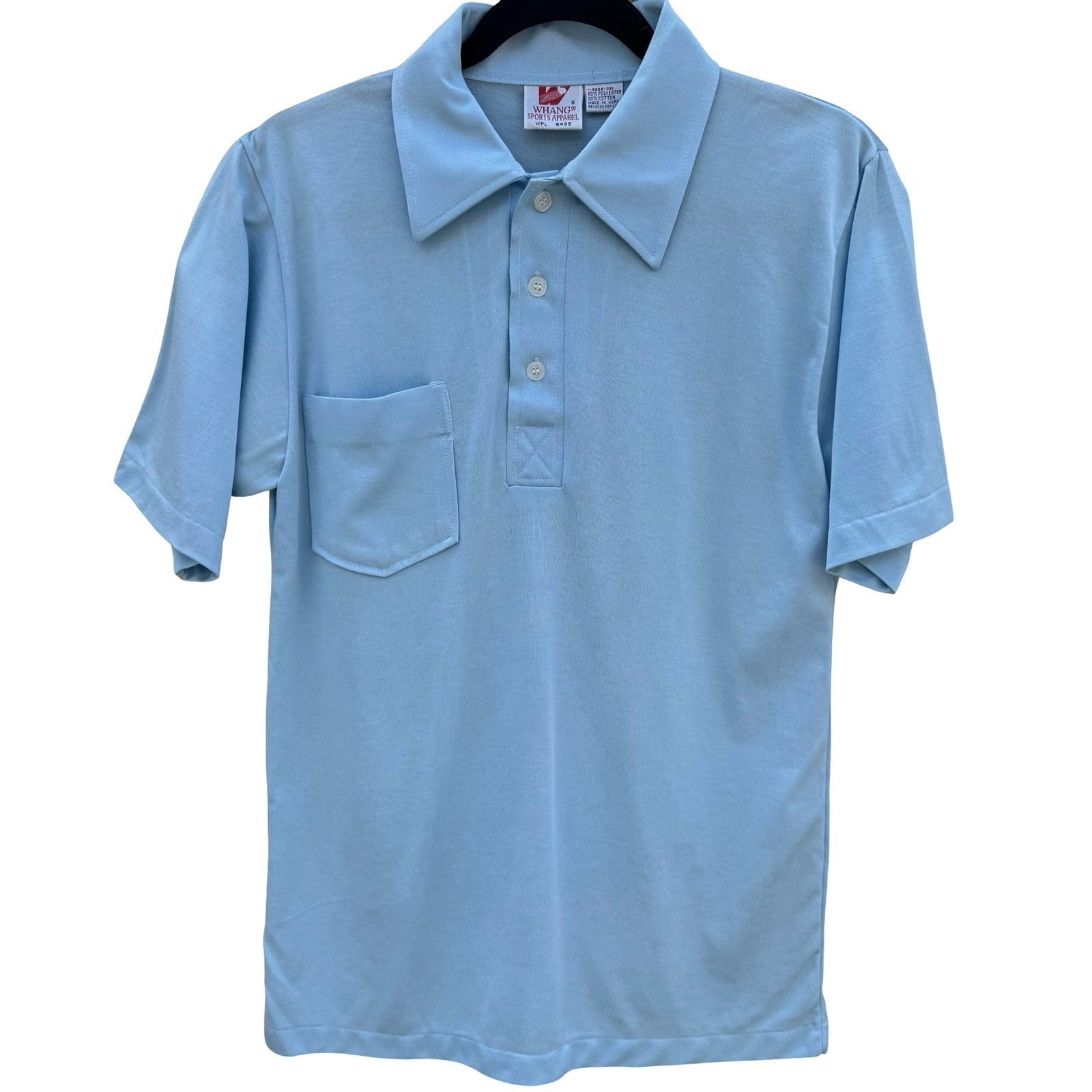 Whang Sports Apparel Mens Vintage Light Blue Short Sleeve Polo Shirt Small Korea