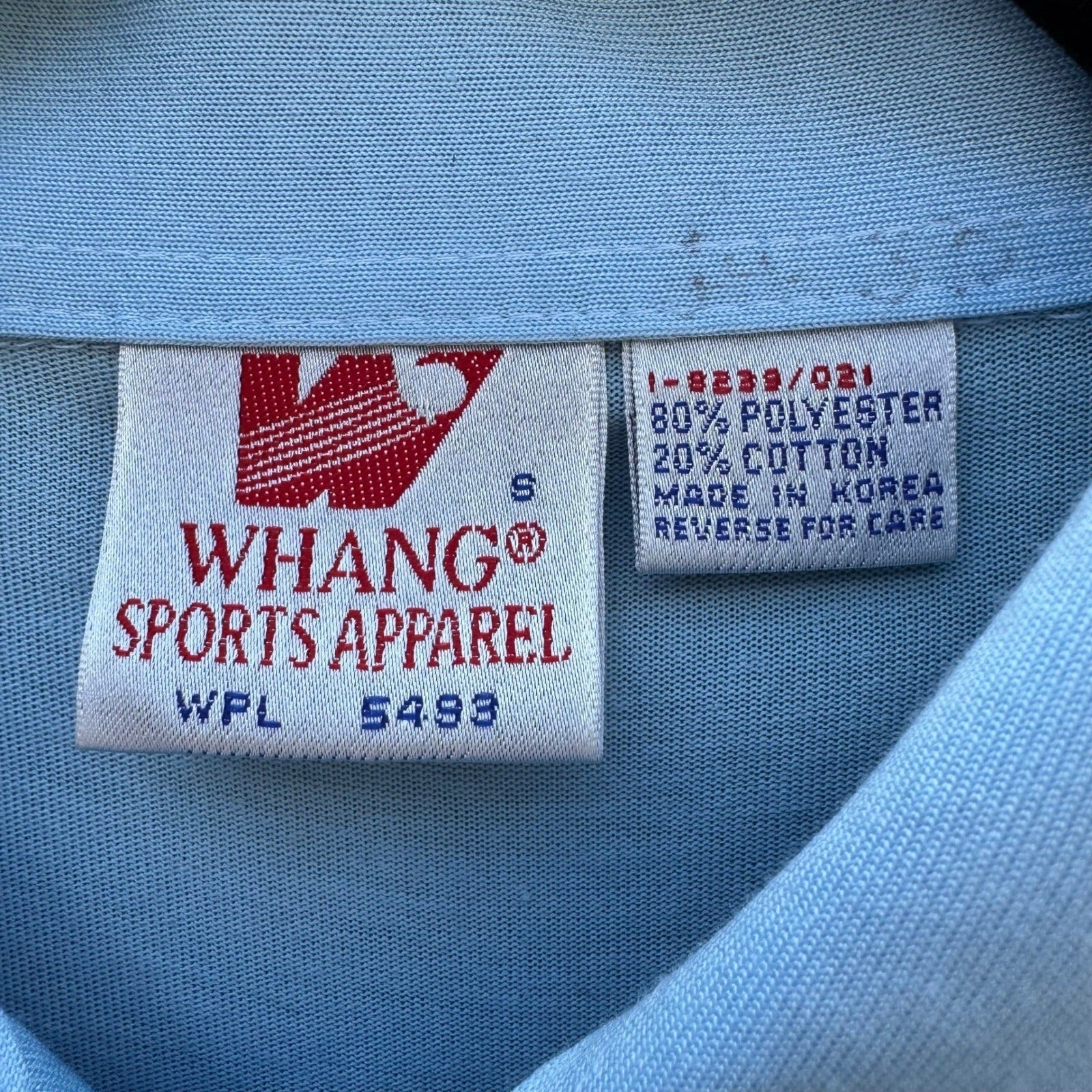 Whang Sports Apparel Mens Vintage Light Blue Short Sleeve Polo Shirt Small Korea