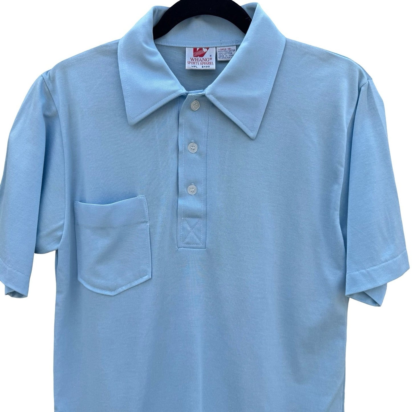 Whang Sports Apparel Mens Vintage Light Blue Short Sleeve Polo Shirt Small Korea
