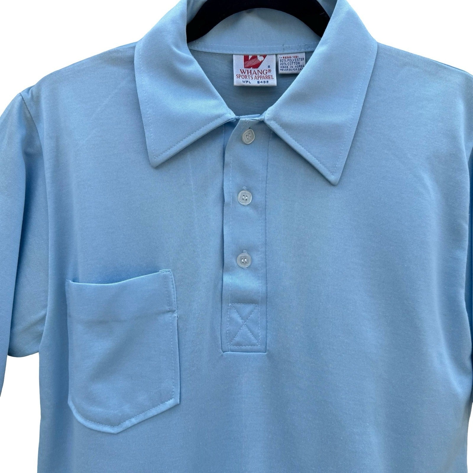 Whang Sports Apparel Mens Vintage Light Blue Short Sleeve Polo Shirt Small Korea