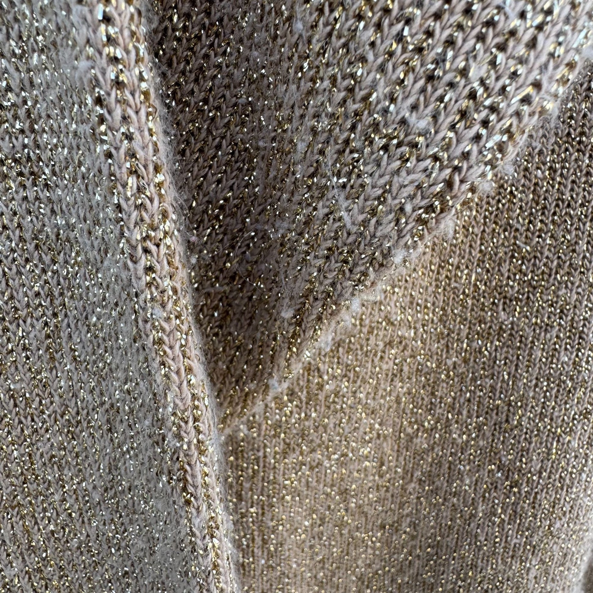 Nutcracker Vintage 80s Womens S Gold Metallic Knit Tunic Sweater Glam Party