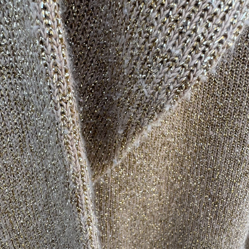 Nutcracker Vintage 80s Womens S Gold Metallic Knit Tunic Sweater Glam Party