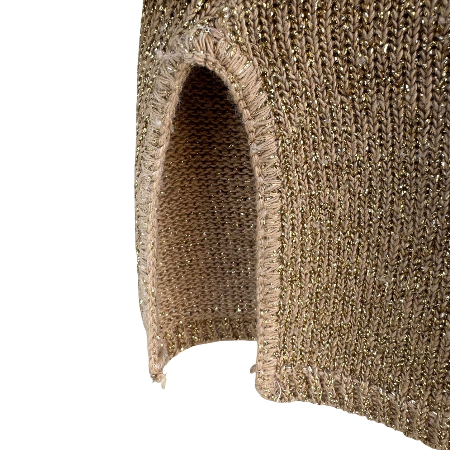 Nutcracker Vintage 80s Womens S Gold Metallic Knit Tunic Sweater Glam Party