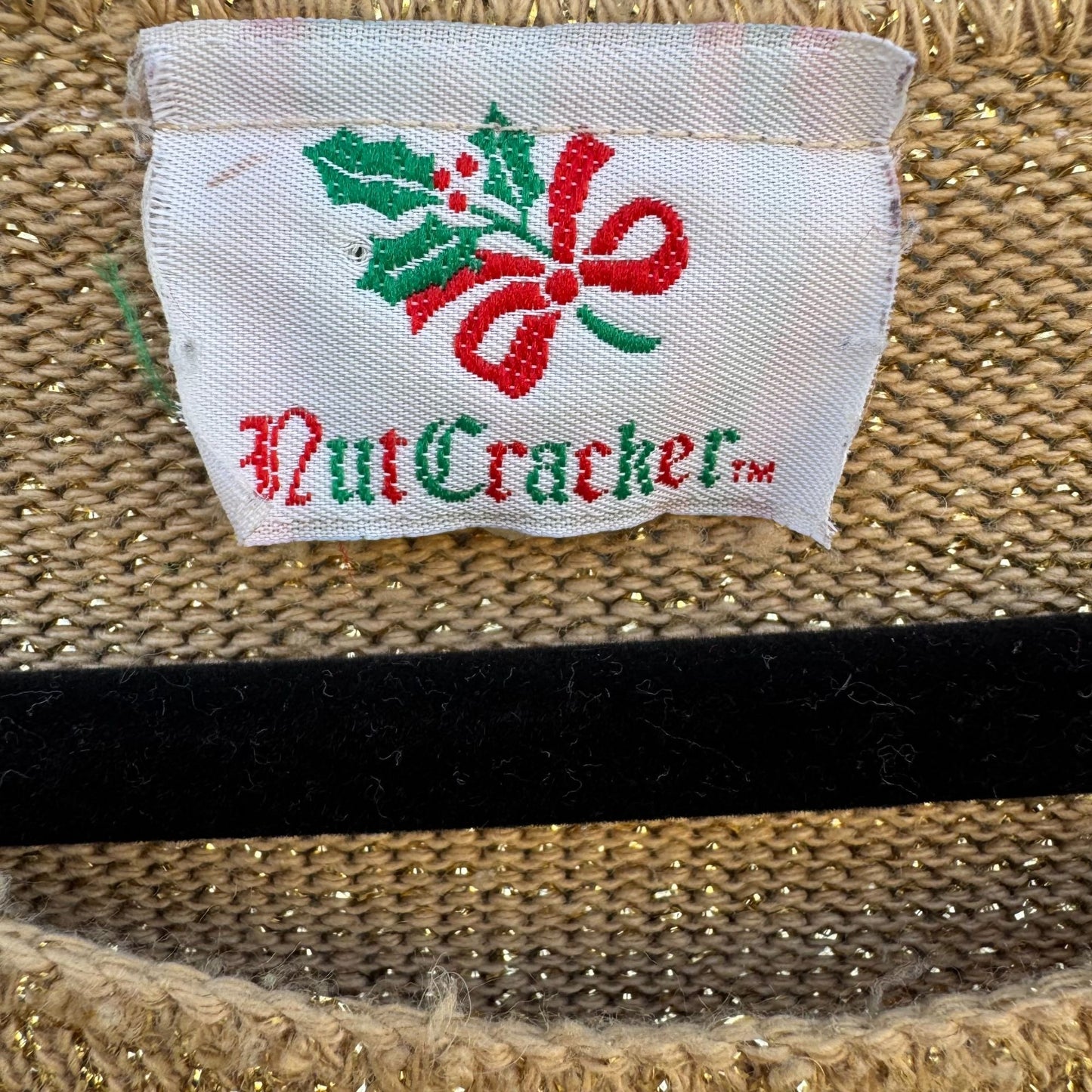 Nutcracker Vintage 80s Womens S Gold Metallic Knit Tunic Sweater Glam Party