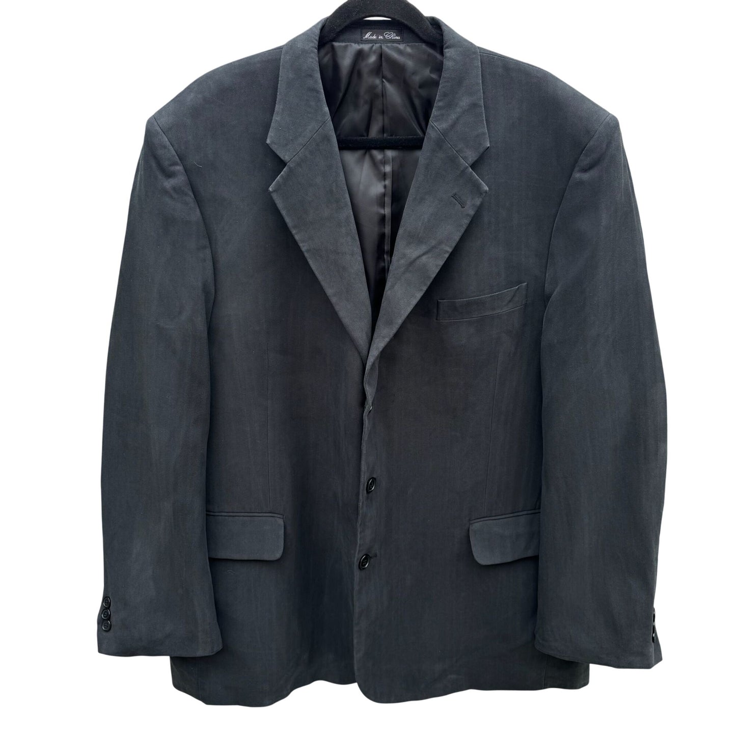 Cezar Del Prado Vintage Mens Black Silk Single Breasted 3 Button Blazer Jacket