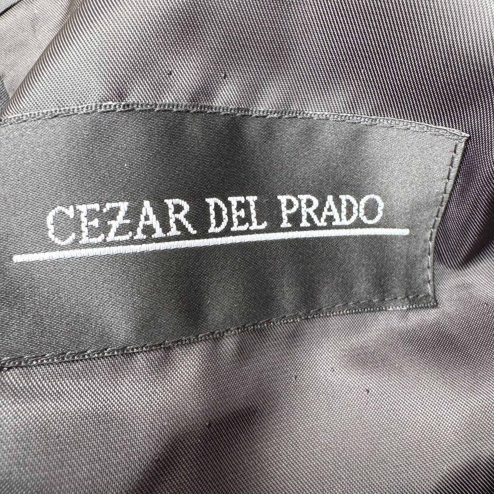 Cezar Del Prado Vintage Mens Black Silk Single Breasted 3 Button Blazer Jacket