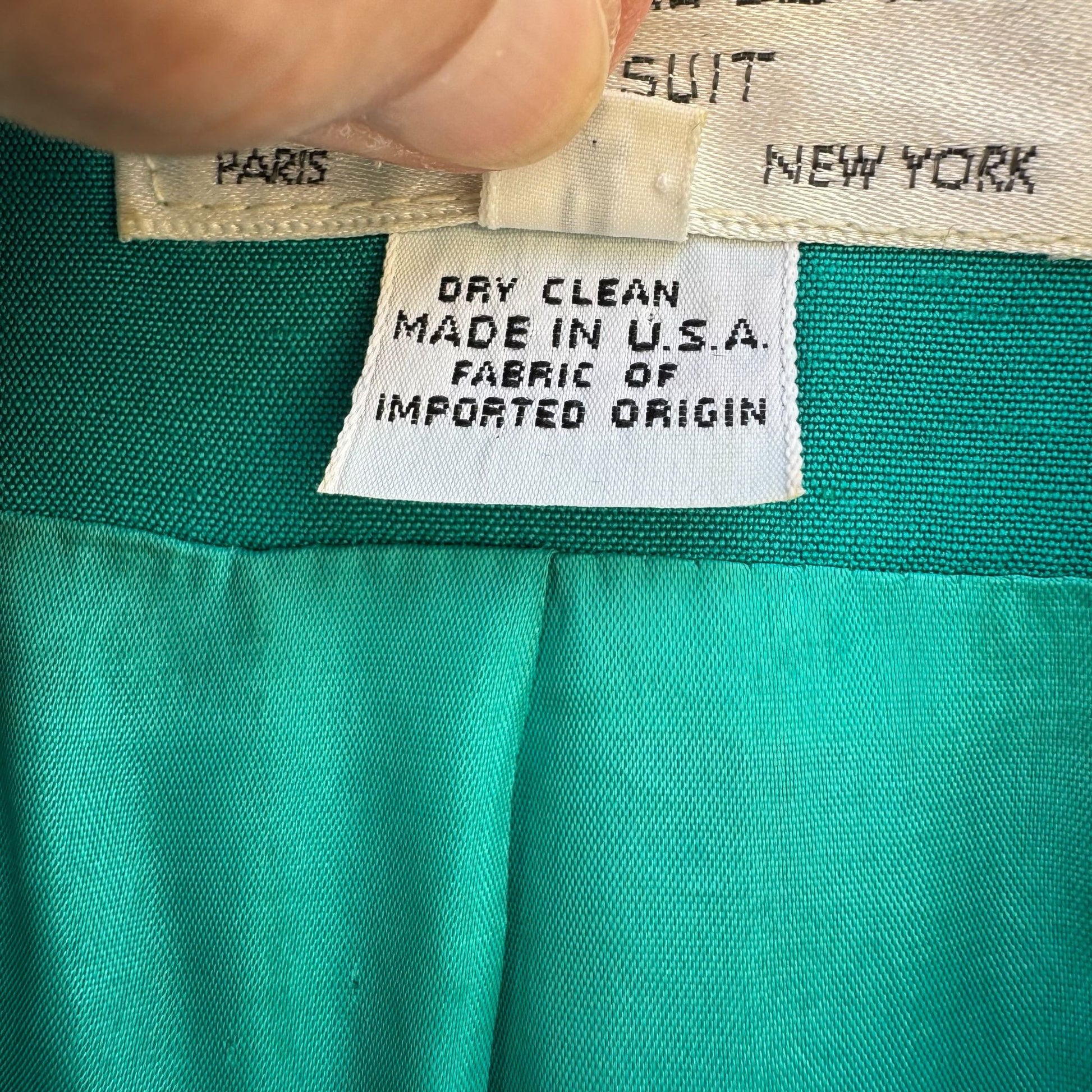 Christian Dior Vintage Womens Teal Short Sleeve Blazer Pencil Skirt Suit Set 4