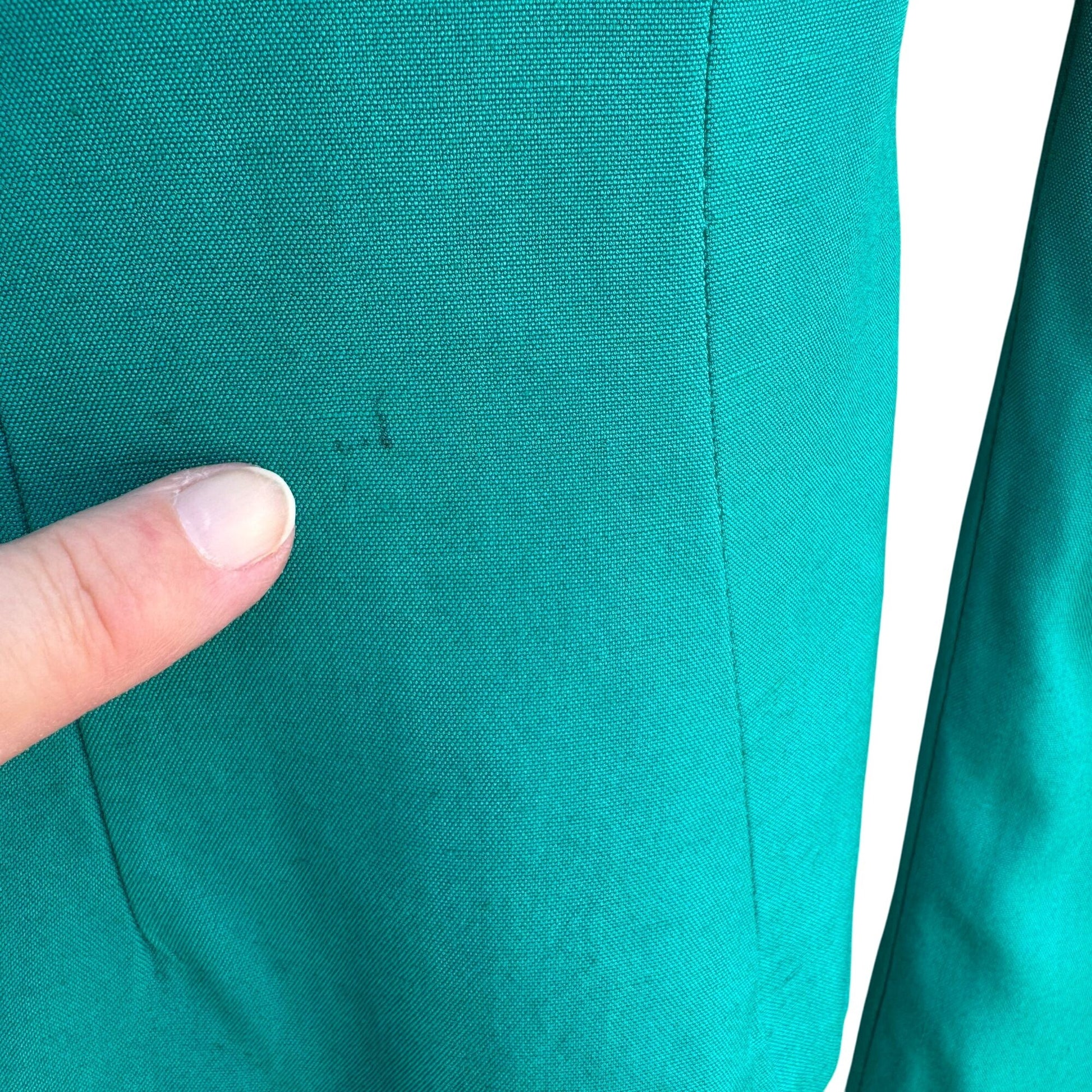 Christian Dior Vintage Womens Teal Short Sleeve Blazer Pencil Skirt Suit Set 4