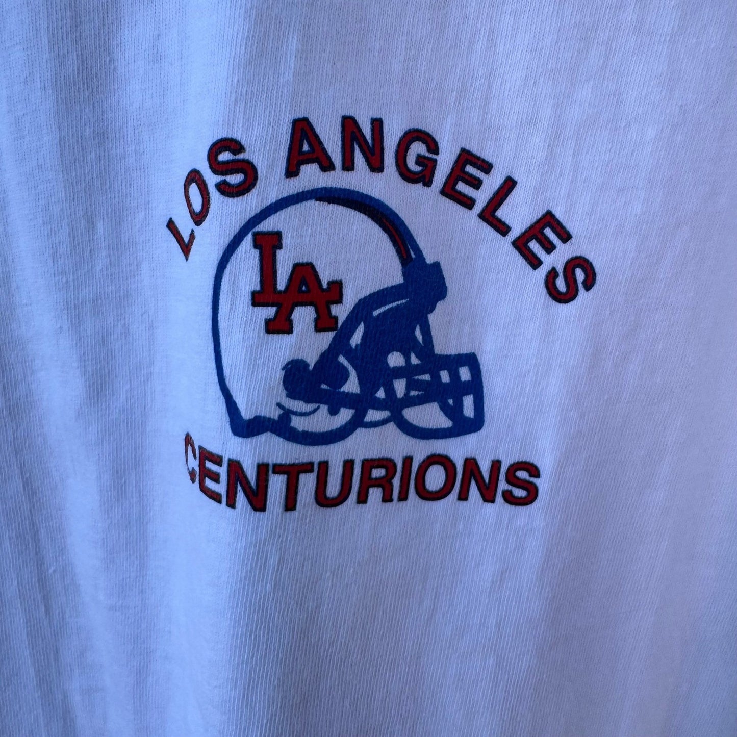 Hanes Beefy-T Vintage Los Angeles Centurions Football Graphic T-Shirt White XXL