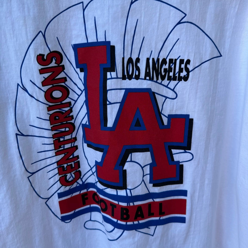 Hanes Beefy-T Vintage Los Angeles Centurions Football Graphic T-Shirt White XXL