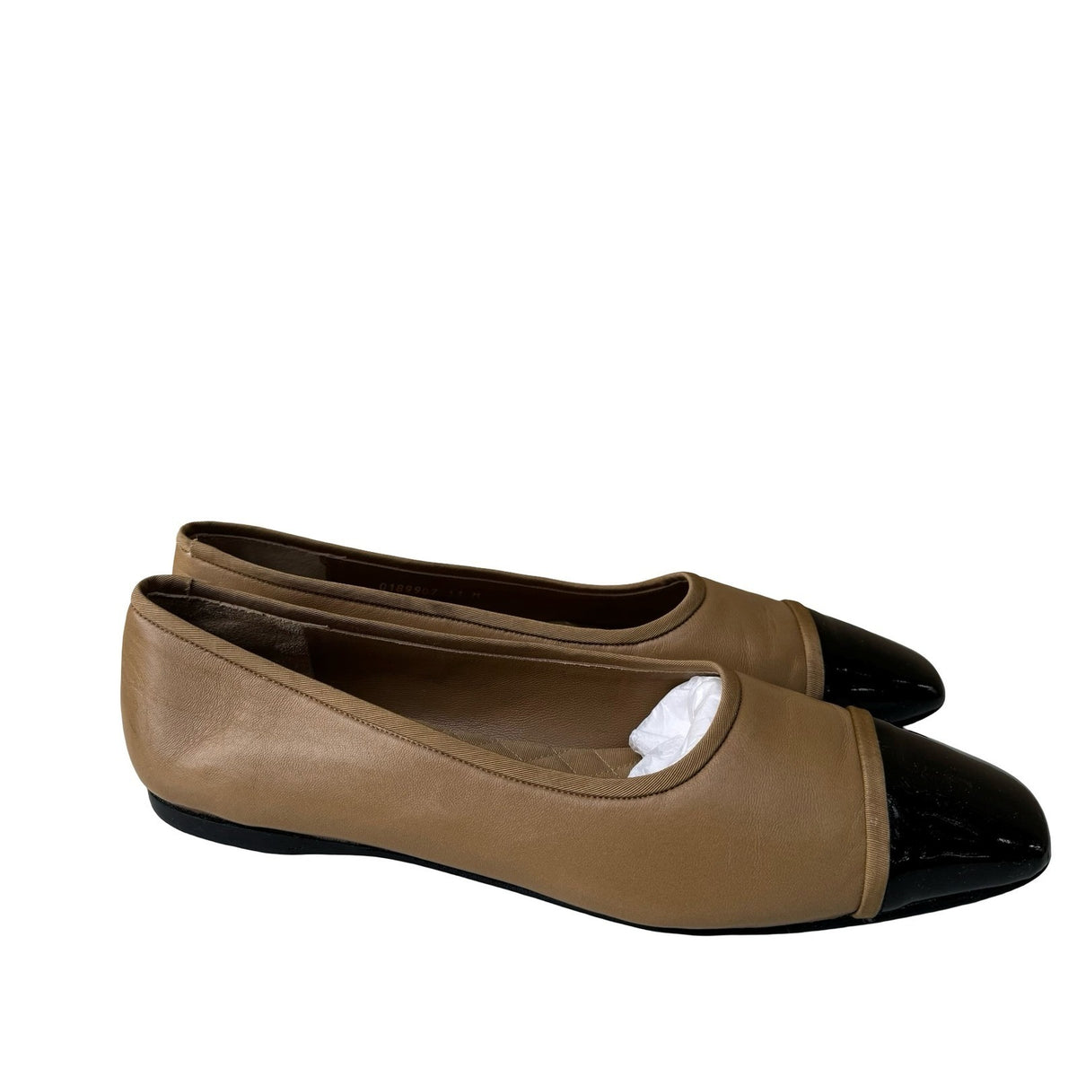 Delman Vintage Cap Toe Quilted Insole Parisian Ballet Flats Tan Black Womens 11M