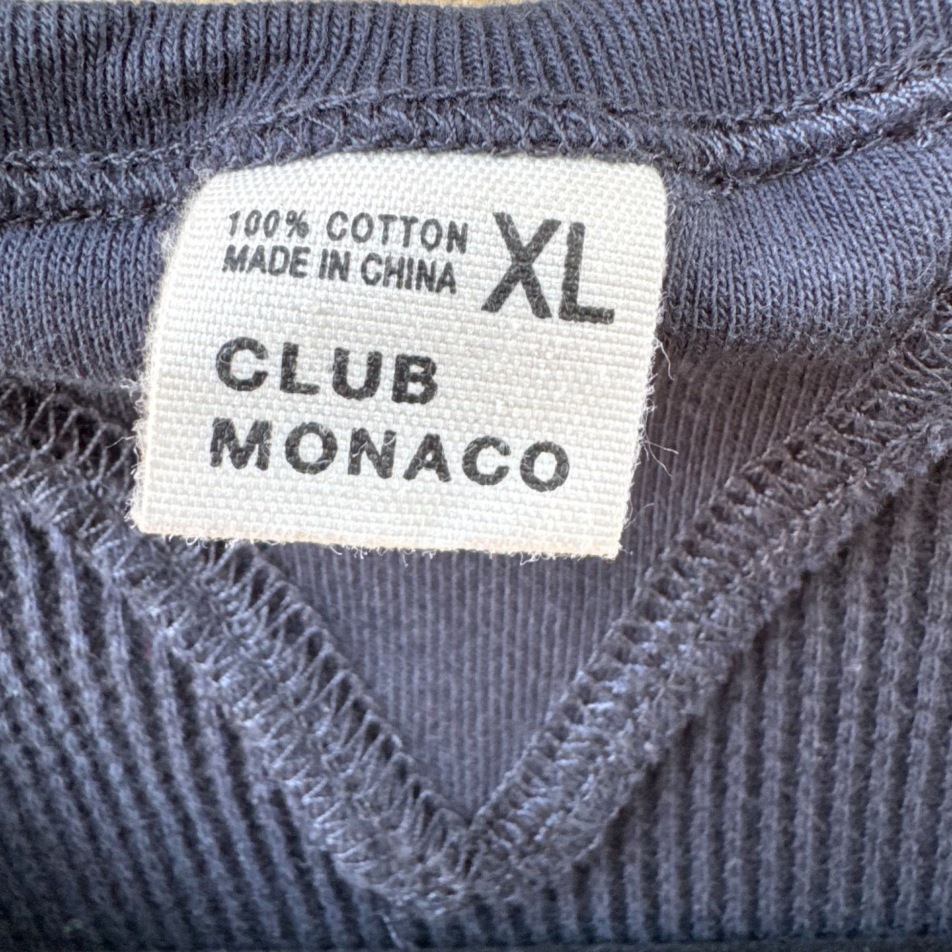 Club Monaco Mens Navy Waffle Knit Crewneck Cotton Thermal Long Sleeve Shirt XL