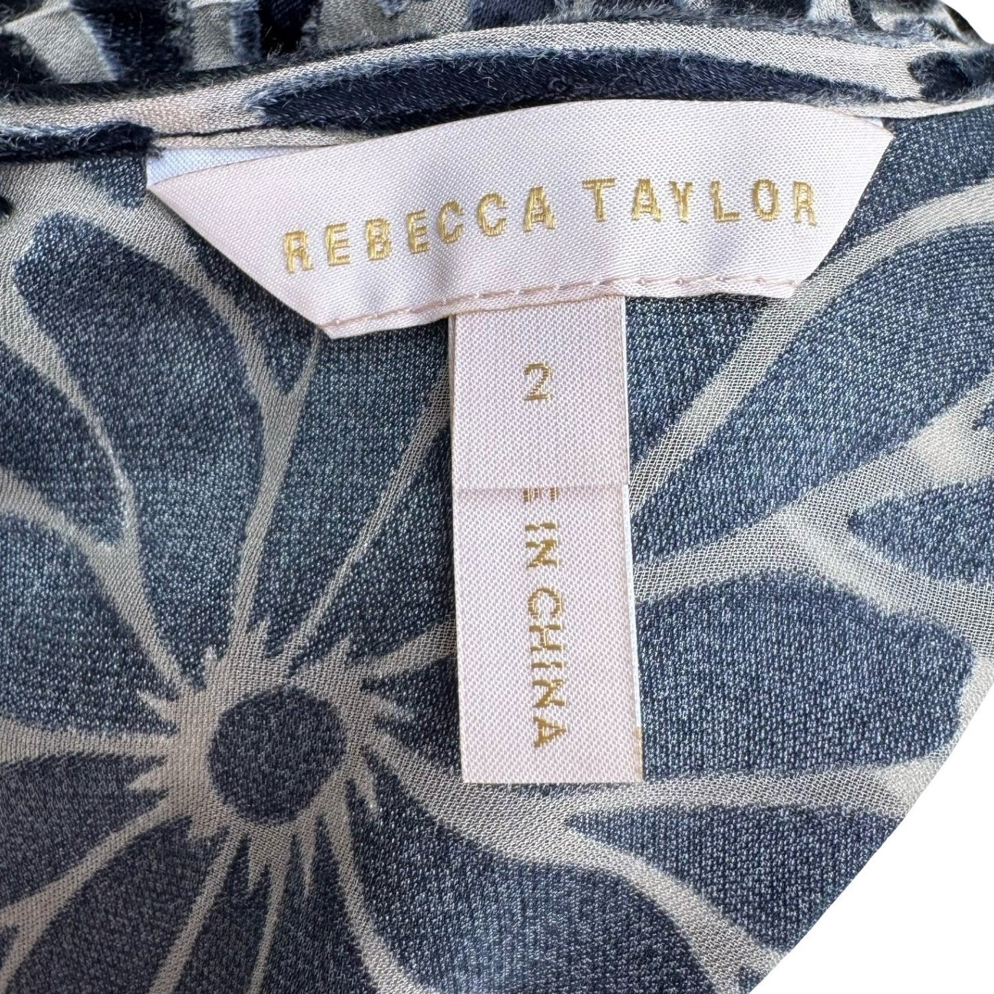 Rebecca Taylor Navy Blue Silver Floral Burnout Velvet Silk Mini Dress Size 2