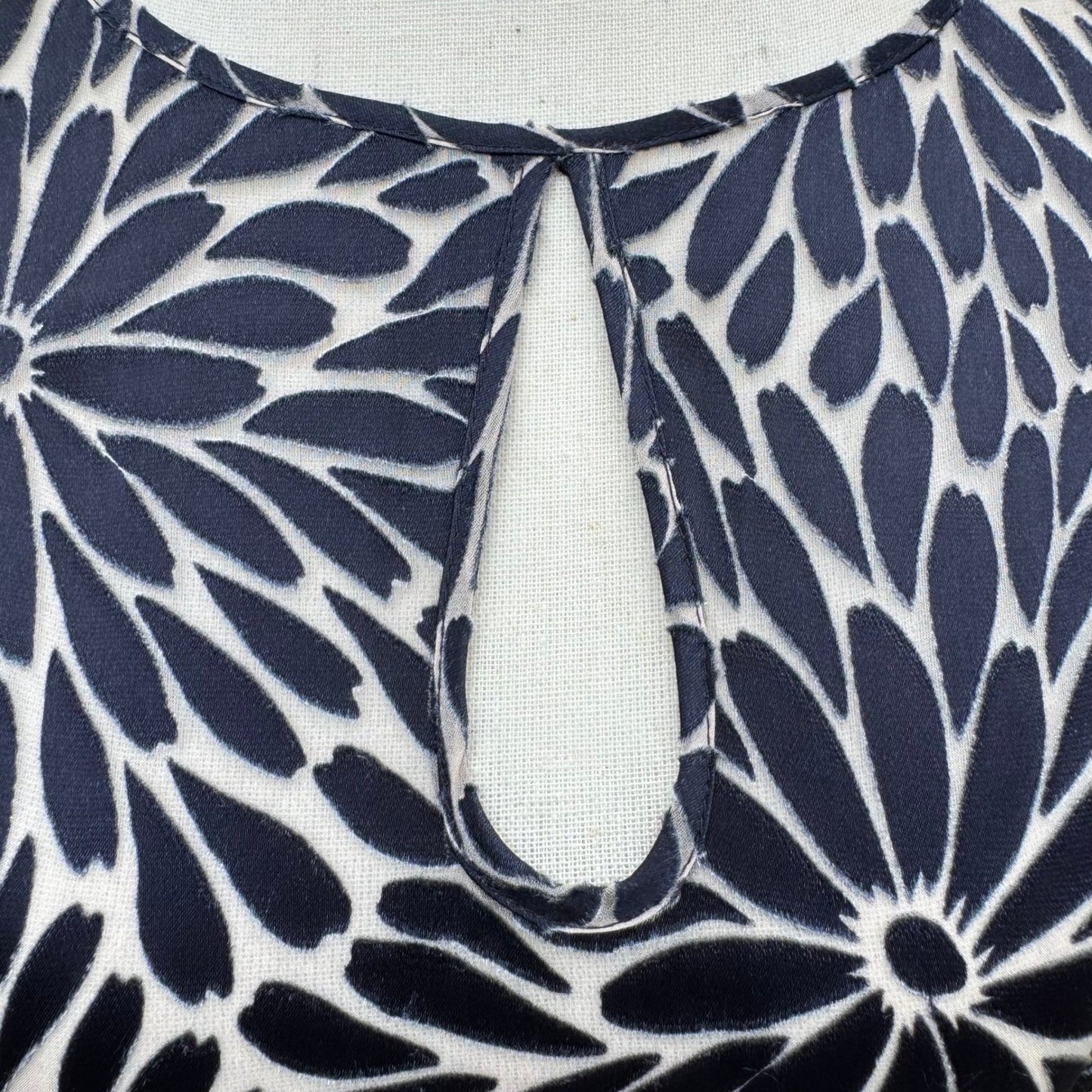 Rebecca Taylor Navy Blue Silver Floral Burnout Velvet Silk Mini Dress Size 2
