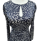 Switch Rebecca Taylor Navy Blue Silver Floral Burnout Velvet Silk Mini Dress Size 2 3 image