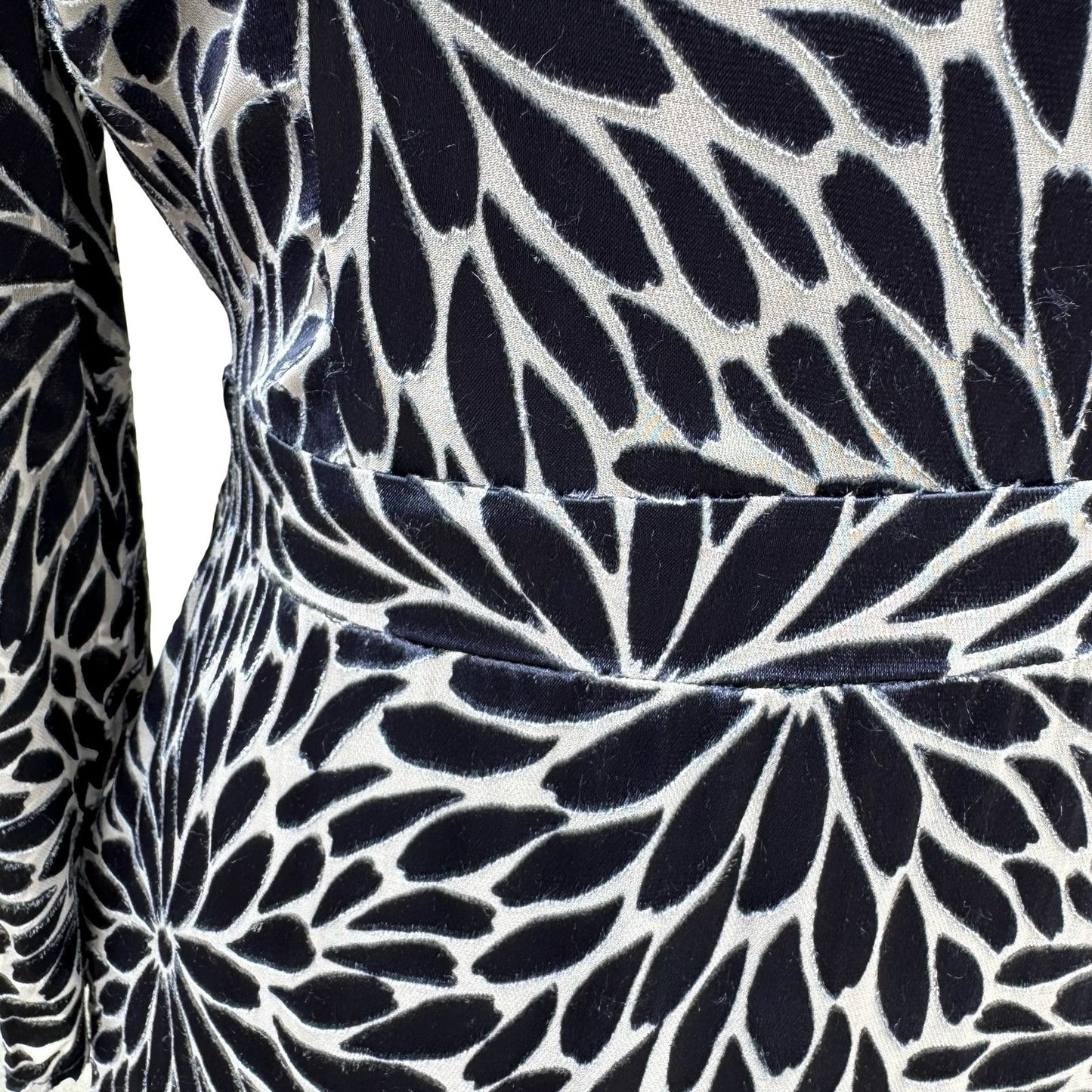 Rebecca Taylor Navy Blue Silver Floral Burnout Velvet Silk Mini Dress Size 2