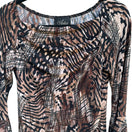 Switch Artex Womens Flowy Semi Sheer Animal Print Black Brown Long Bell Sleeve Top New 2 image