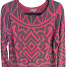 Switch Charter Club Luxury 100% Cashmere Geometric Intarsia Sweater Burgundy L Tribal 3 image
