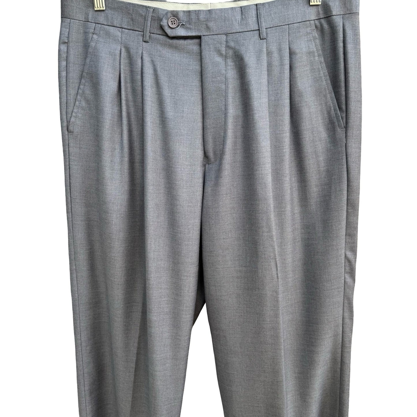 Giorgio Fiorelli Professional Double Pleated Dress Pants Super 150s Grey Mens 36